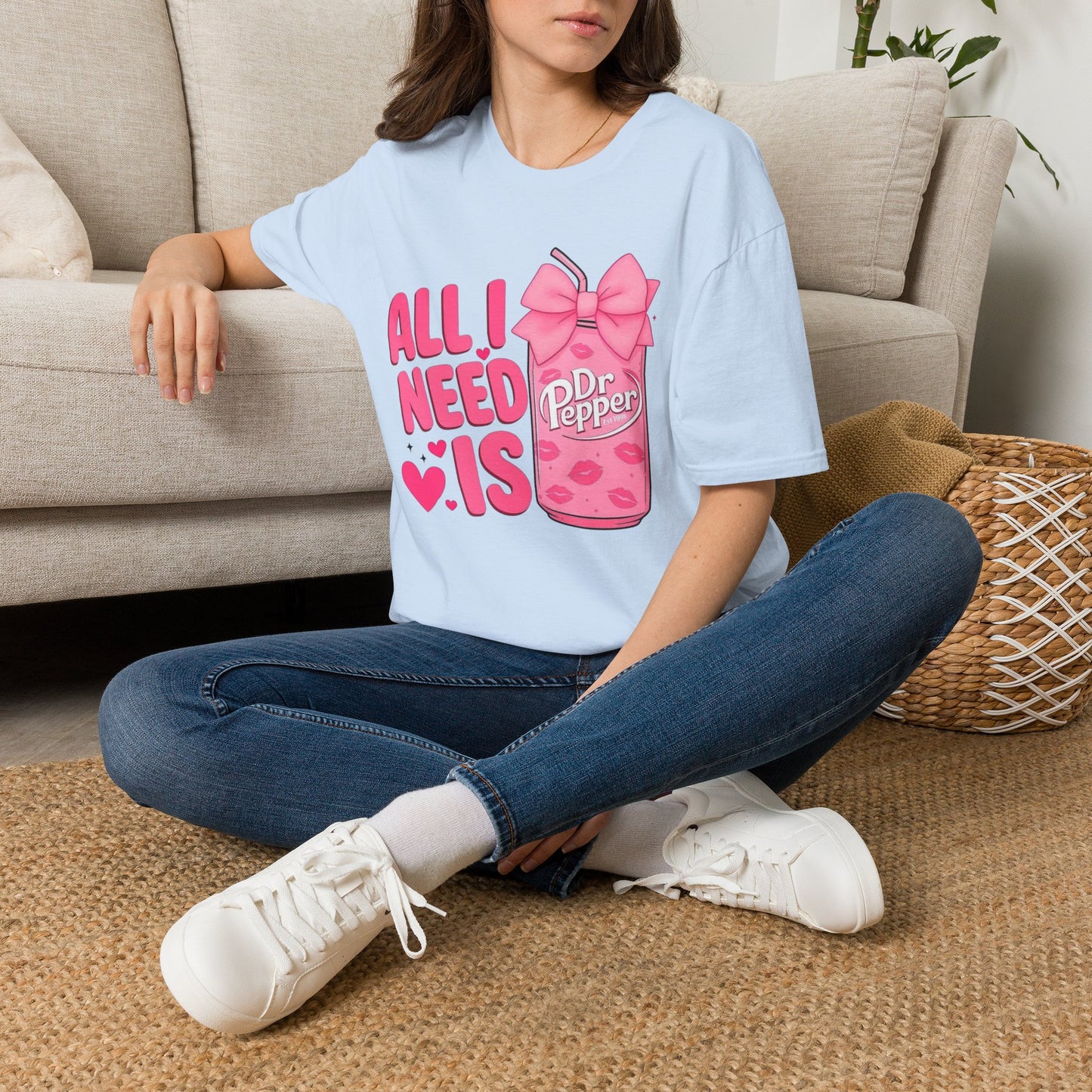 Dr Pepper Lover T‑Shirt — "All I Need Is" Pink Soda Graphic Tee
