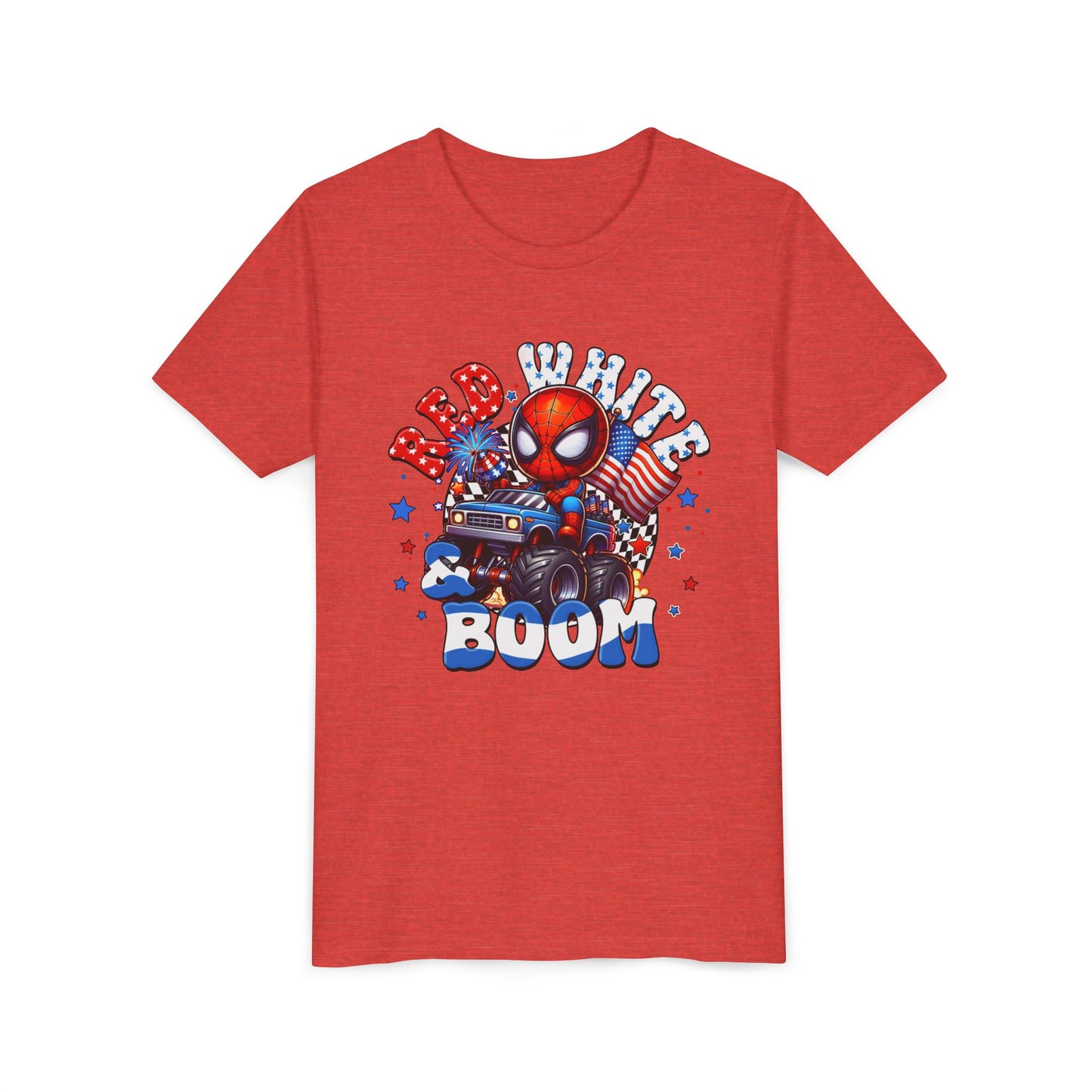 Youth Tee - Patriotic Superhero 'Red White Boom' Graphic