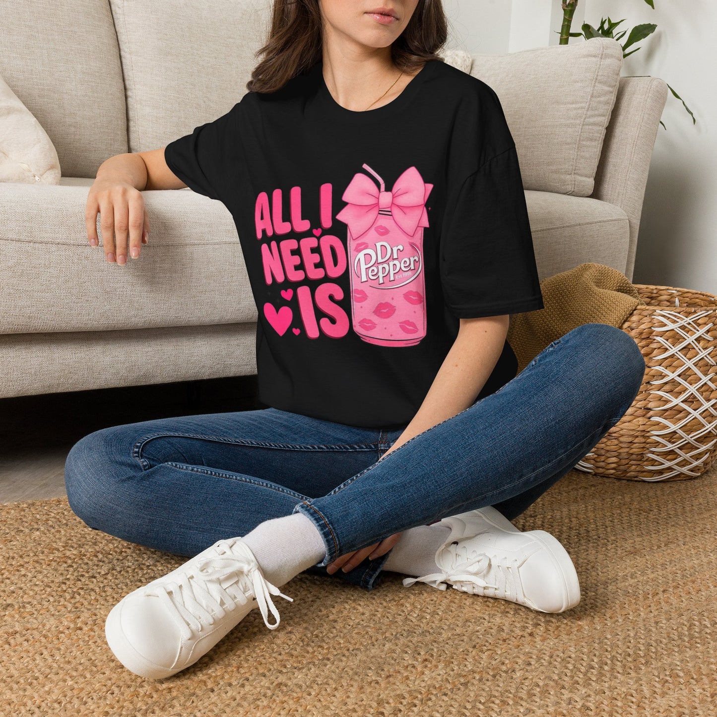 Dr Pepper Lover T‑Shirt — "All I Need Is" Pink Soda Graphic Tee
