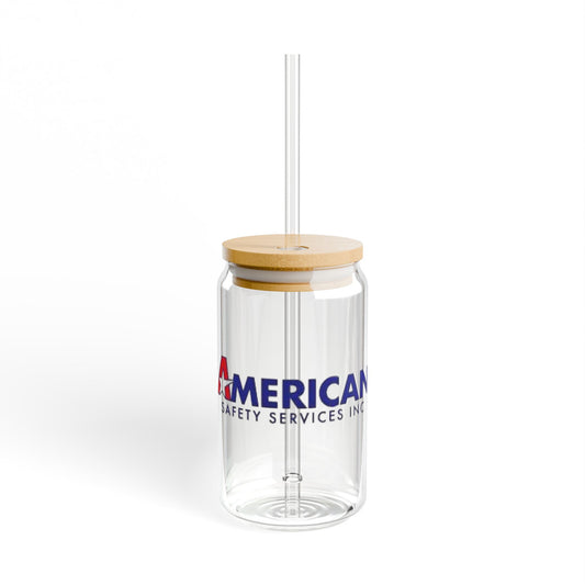 16oz Sipper Glass Tumbler with Bamboo Lid & Straw — Branded 'American' Logo Drinkware