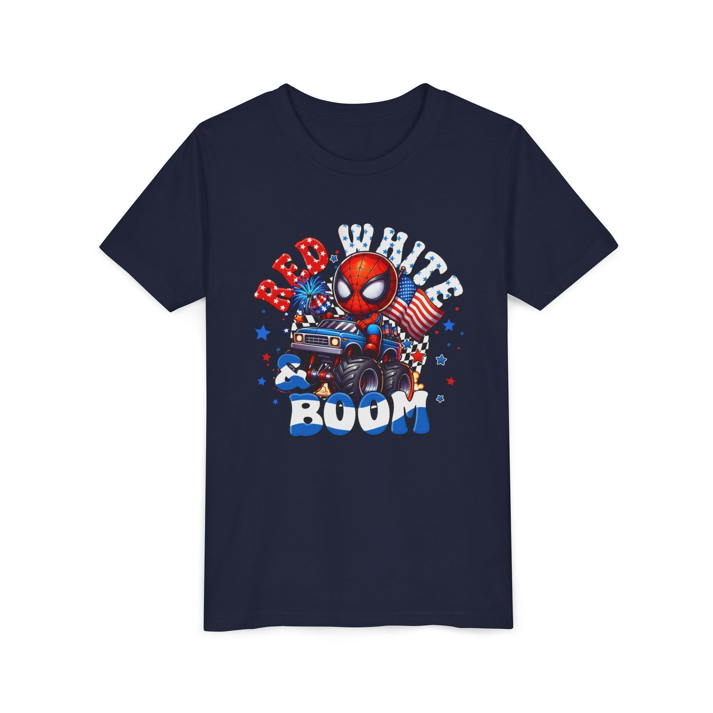 Youth Tee - Patriotic Superhero 'Red White Boom' Graphic
