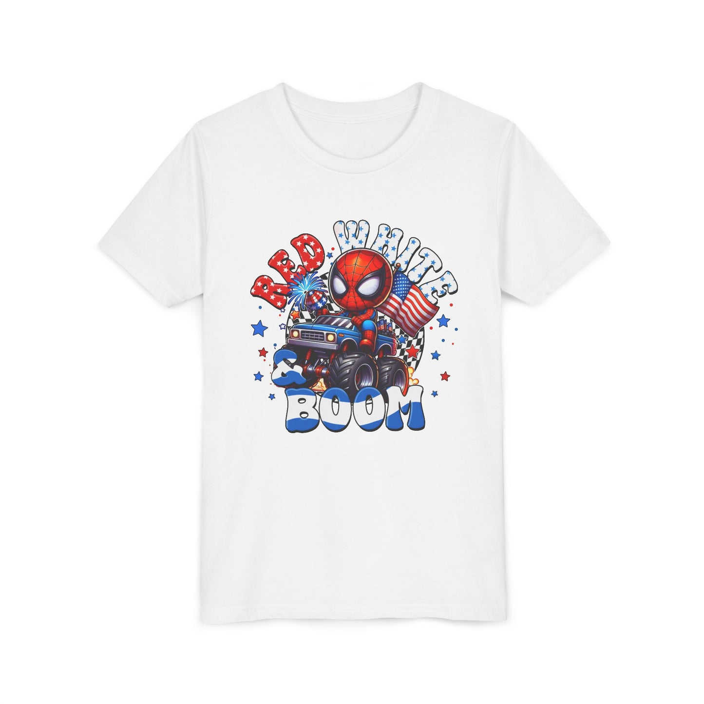 Youth Tee - Patriotic Superhero 'Red White Boom' Graphic