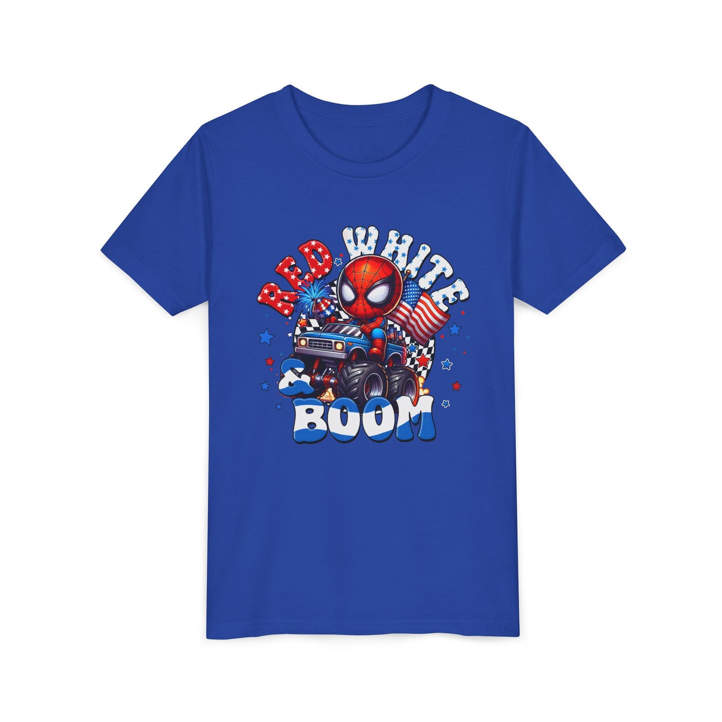 Youth Tee - Patriotic Superhero 'Red White Boom' Graphic