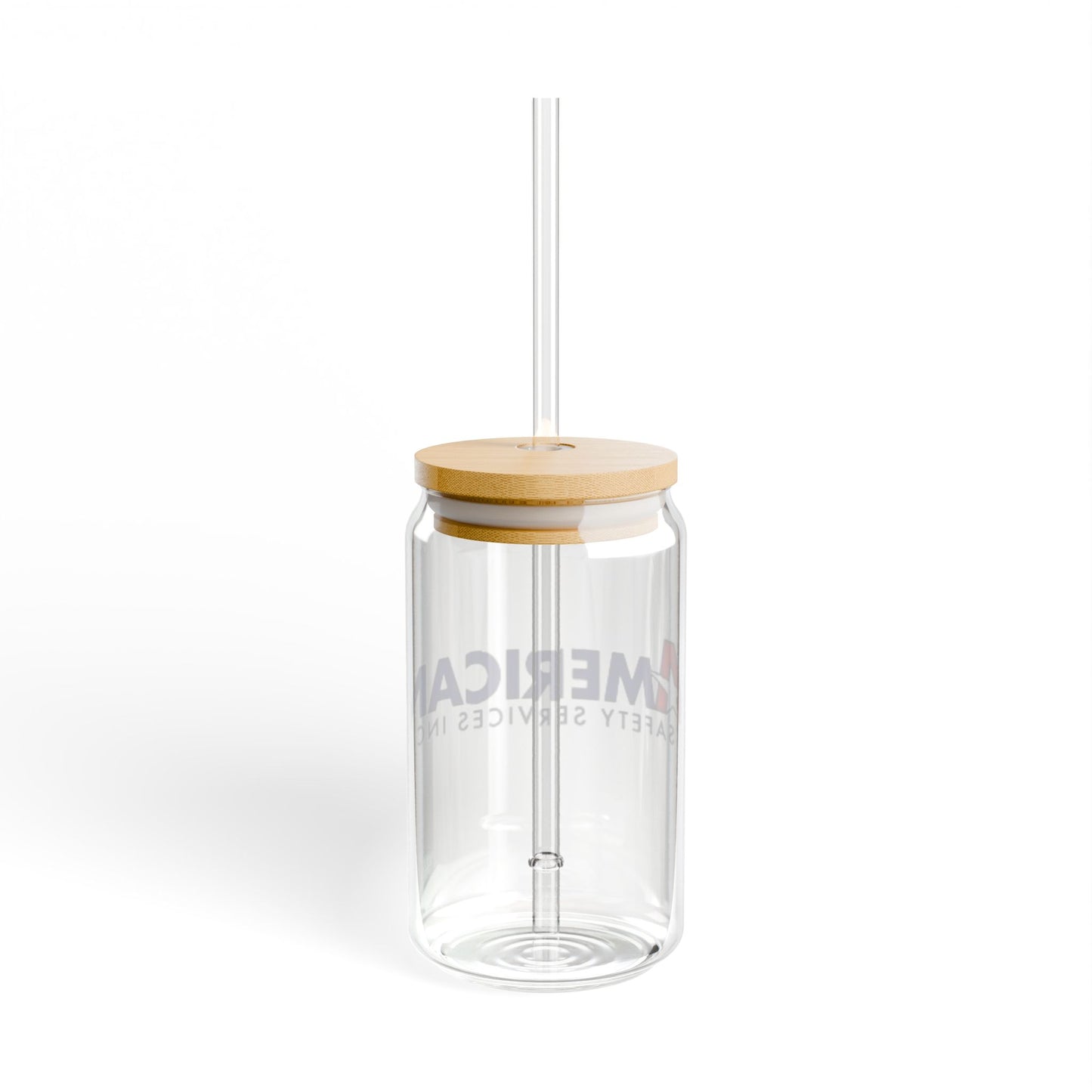 16oz Sipper Glass Tumbler with Bamboo Lid & Straw — Branded 'American' Logo Drinkware