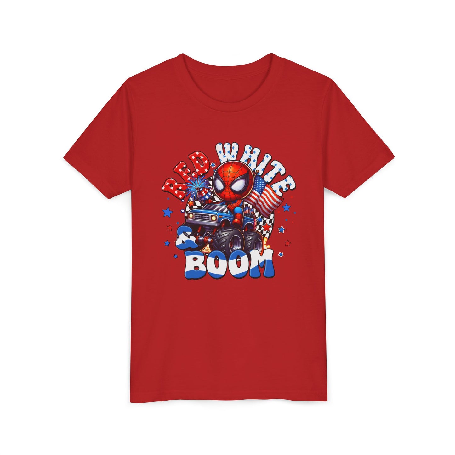 Youth Tee - Patriotic Superhero 'Red White Boom' Graphic