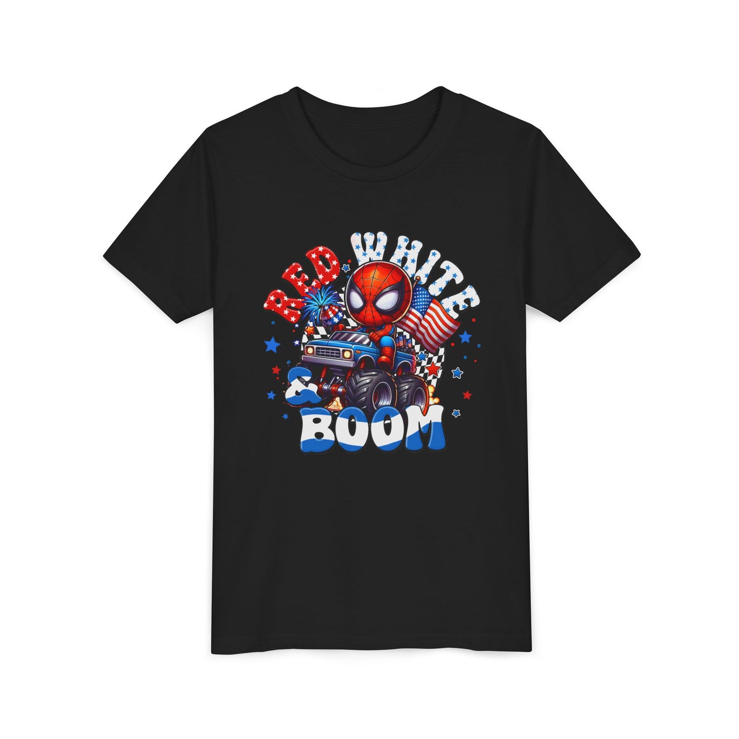 Youth Tee - Patriotic Superhero 'Red White Boom' Graphic