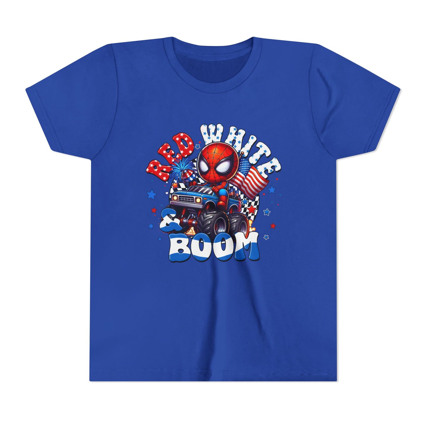 Youth Tee - Patriotic Superhero 'Red White Boom' Graphic